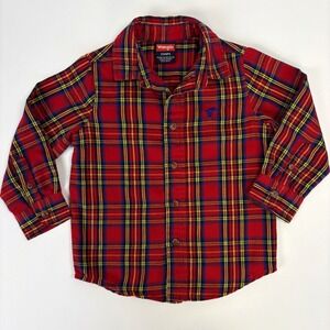 Wrangler Red Plaid Yuletide Tartan Flannel Shirt 3T Toddler Cowboy Christmas‎